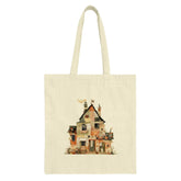 Quilted House Tote Bag, Whimsical Cottage Design, Unique Art Tote, Cute Home Illustration, Everyday Bag, Gift Idea, Artsy Bag - Tawshia